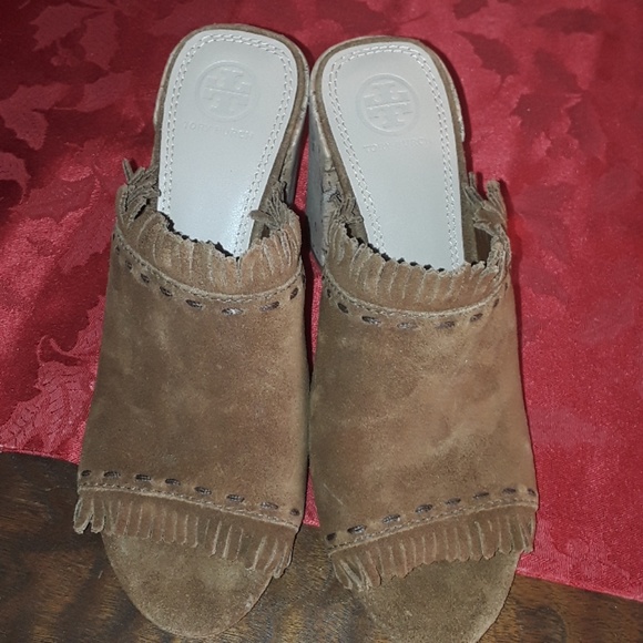 Tory Burch Huntington fringed suede mules sz 7 - Picture 2 of 8